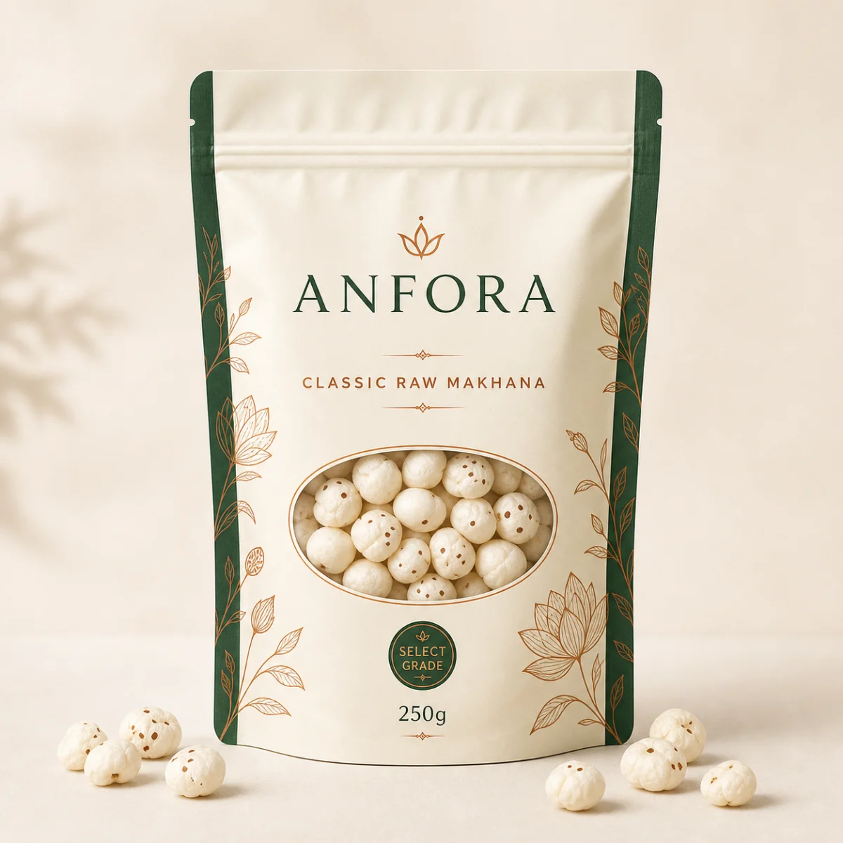 Anfora Classic Raw Makhana 250g resealable pouch