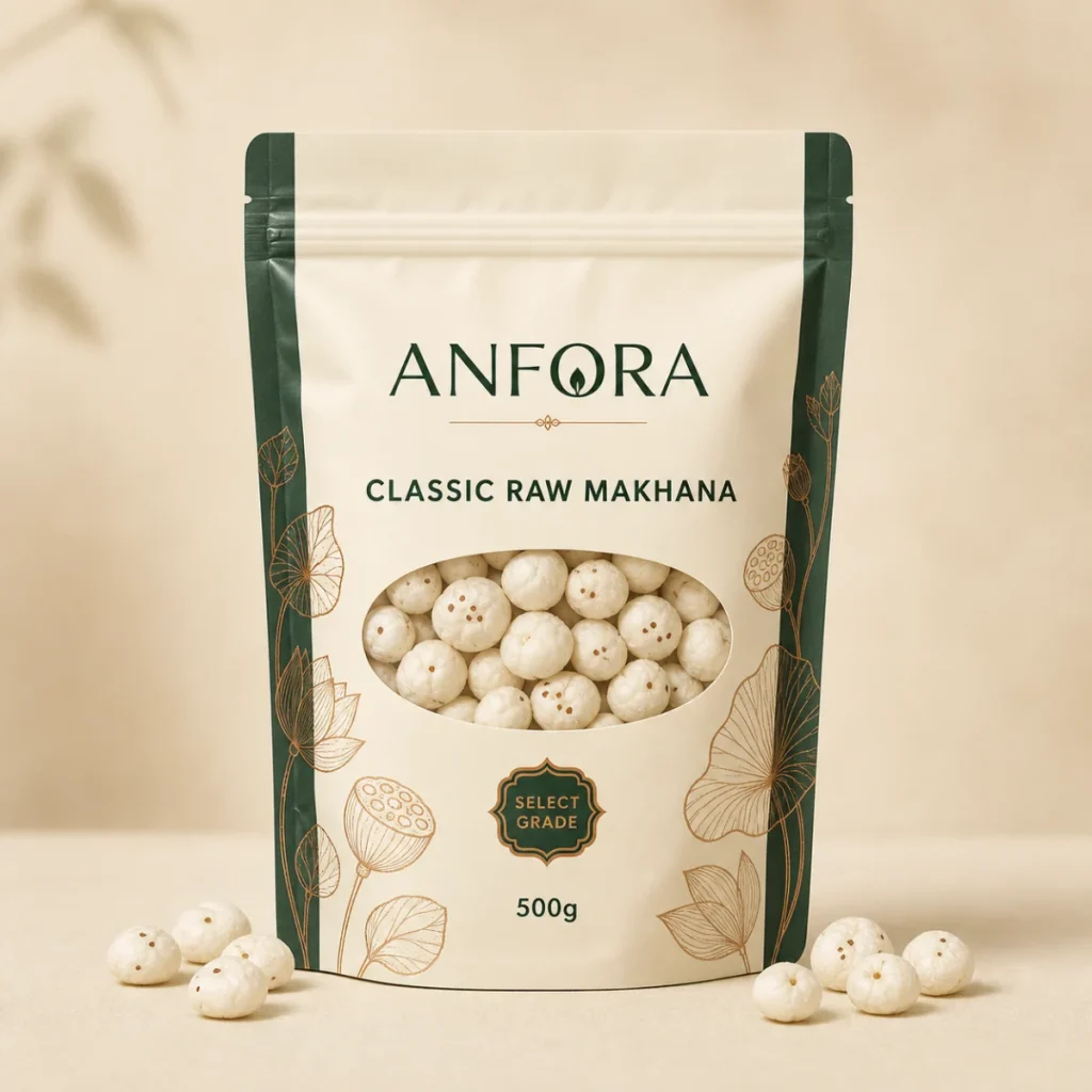 Anfora Classic Raw Makhana 500g resealable pouch